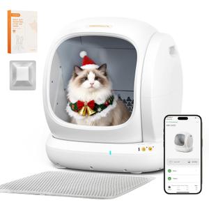 MeoWant Automatic Cat Litter Box, Large Opening Self Cleaning Litter Box with Safety Protection for Multiple Cats, App Control, Odor-Free, 75L Space, Yellow