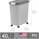 IRIS USA Dog Food Storage Container with Wheels, Airtight Lid, 2-Cup Scoop, Up to 40 Pounds Pet Food Storage, Built in Scoop Storage in Lid, Versatile Pet Food Bin, Portable, BPA Free, Gray/Dark Gray
