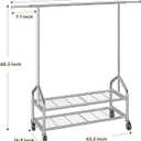Ekisemio Heavy Duty Clothes Rack Load 650 LBS, Rolling Clothing Rack with Shelves, Metal Garment Rack for Bedroom, Laundry Room, Retail Store, Chrome