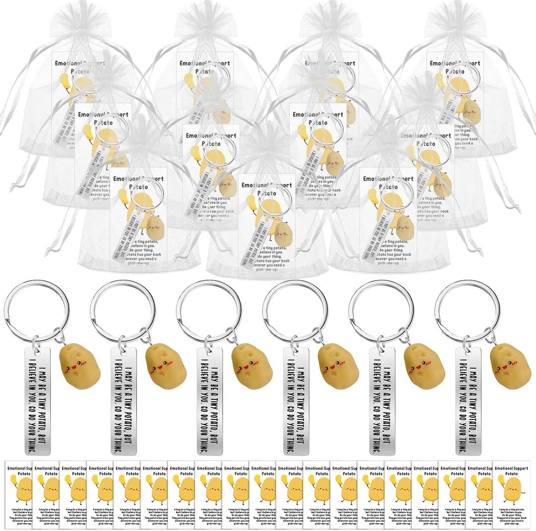20 Sets Potato Keychains Bulk Emotional Appreciation Positive Support Gift Back First Day Gifts for Employee Coworker Teacher Volunteer Team