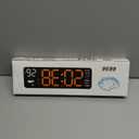 Digital Wall Clock, Digital Clock Large Display with Remote Control, Corded LED Alarm Clocks with Date, Week, Temp, Humidity, Auto DST, Countdown, for Living Room Bedroom Classroom Office (Blue)