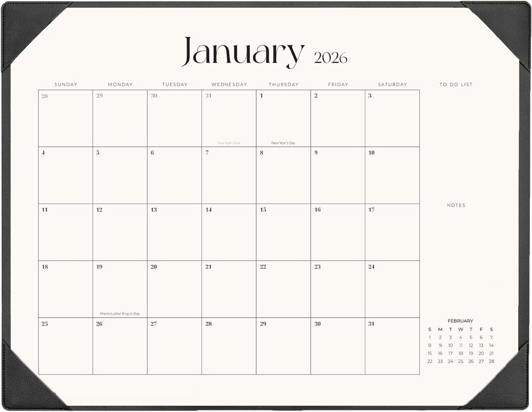 Desk Calendar 2026-2027 with Desk Mat  22" x 17" Large Desk Pad Calendar Runs from January 2026 to June 2027, Office Supplies Desktop Monthly Calendar for Home & Office (Black)