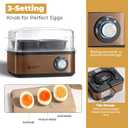 Annie & Mia Design Stainless Steel Electric Rapid Egg Cooker, 8 Egg Capacity 500W, Soft/Medium/Hard Boiled Egg Boiler Poacher Steamer Omelet Maker, Knob Auto Shut-Off, with Recipe Guide Book (Gold)