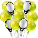 12 Pieces 18 Inch/25 Inch Tennis Balloons, Racket Balloons, Tennis Party Decorations, Foil Racket Large Balloon for Sports Themed Birthday Decorations Supplies
