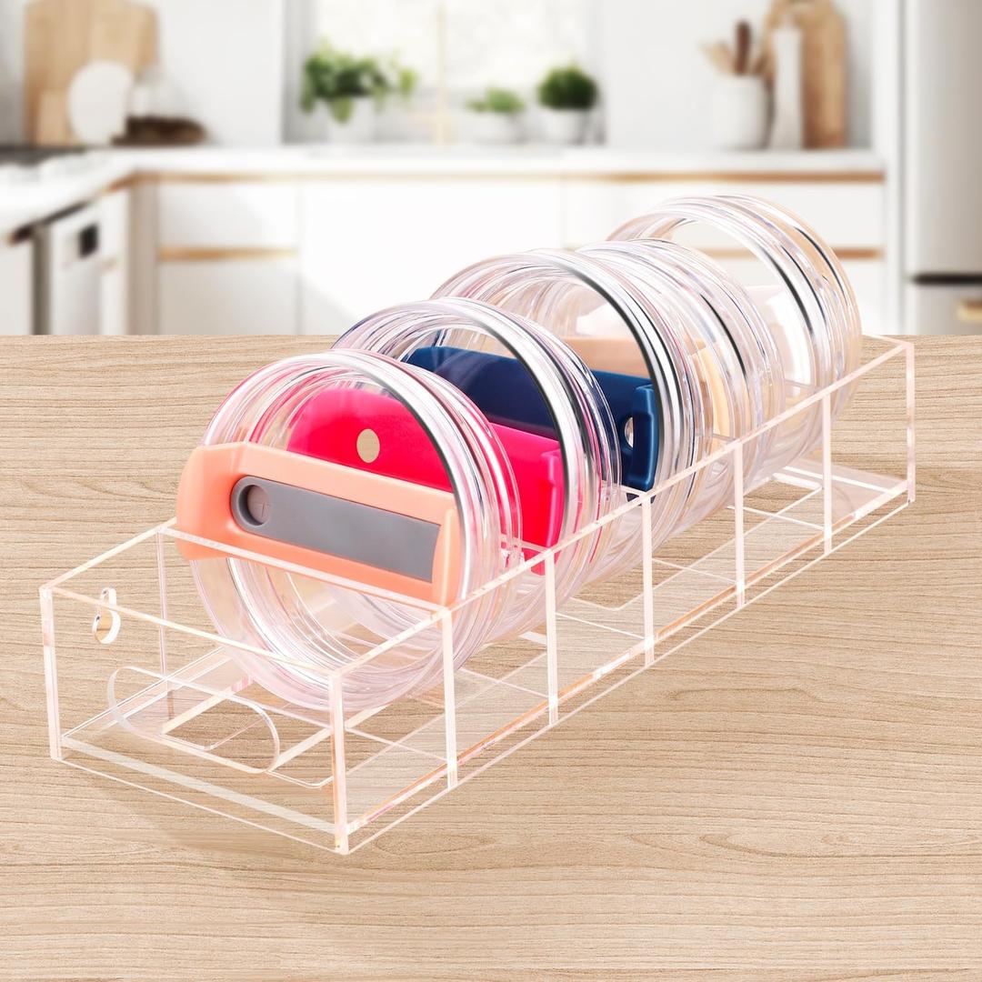Acrylic Tumbler Lid Organizer for Stanley Cup Accessories, Lid Organizers inside Cabinet Pantry Kitchen Organizers and Storage Bins for Stanley, Yeti Tumbler Lid, Mason Jar Lids, Simple Modern Lids