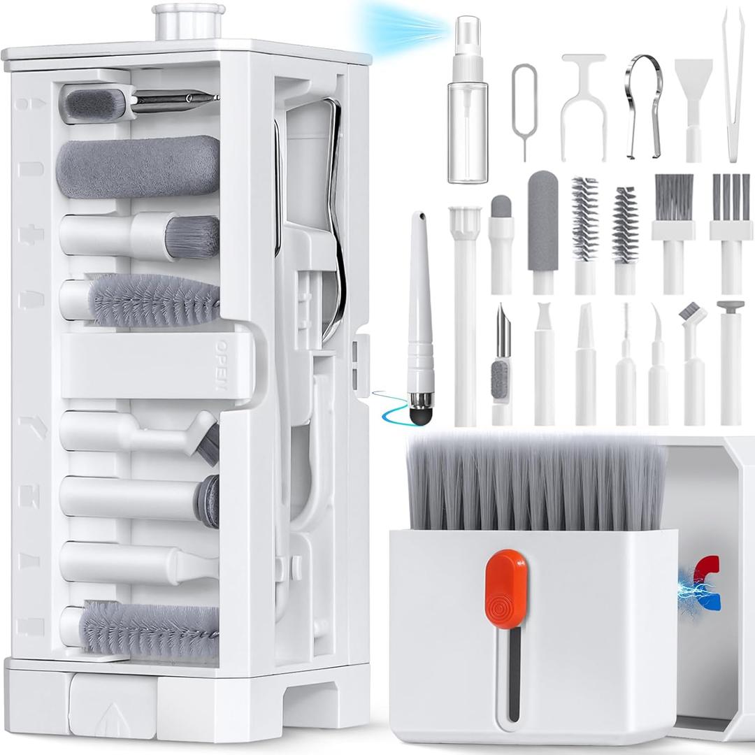 32-in-1 Phone Cleaning kit with Charging Port Cleaner,Stylus Pen,SIM Tool,Keyboard Brush,Speaker Brush,Electronic Cleaning kit for iPhone,AirPods,iPad,Keyboard,MacBook,Earbud,Camera Lens(White)