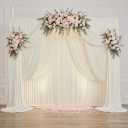20ftx14FT Wrinkle Free Ivory Backdrop Curtain, 4 Panels 14FT Height Ivory Wedding Backdrop Drapes, Silky Polyester Back Drop Cloth for Birthday Photography Background Party Backdrop Draping