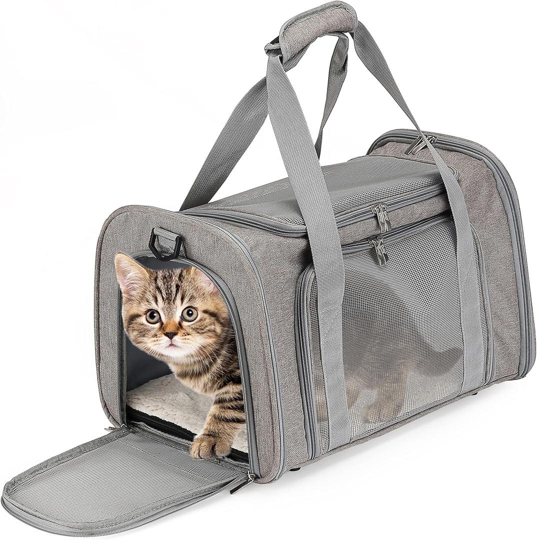 Mr. Pen- Pet Carrier, Cat Carrier, Dog Carrier, Cat Bag Carrier, Cat Travel Carrier, Soft Cat Carrier, Dog Travel Carrier, Pet Travel Carrier, Dog Soft-Sided Carriers, 17.5"L x 11.2"W x 11.5"H (Grey)
