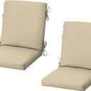 Arden Outdoor Midback Chair Cushion, 2-Pack, 18x36.5, Tan