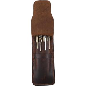 Leather Pen Case, Handmade Full Grain Organizer Pouch, Durable Protective Cover for Fountain Pens and Writing Tools (Brown)