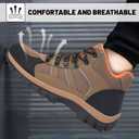 Steel Toe Boots for Men Women Comfortable Puncture Proof Safety Work Shoes for Indestructible Construction Working and Daily Wear (Brown)