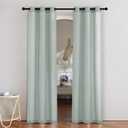 NICETOWN Sage Green Linen Doorway Curtains 80 inches Long, Grommet Thick Linen Weave Semi Sheer Window Treatments Privacy Assured with Light Filtering for Bedroom/Side Door, W34 x L80