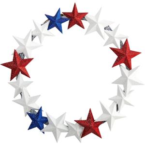 Nearly Natural 21in. Americana Artificial Wreath with Stars Red White and Blue