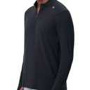 THE GYM PEOPLE Men's Half-Zip Long Sleeve Golf Shirts Soft Lightweight Warm Workout Pullover Sweatshirts with Thumb Hole, Black, Size XL