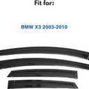 IG Window Visors Fit for 2003-2010 BMW X3, Out-Channel Rain Guards Vent Wind Deflectors 4PC, Car Accessories for 03-10 BMW X3