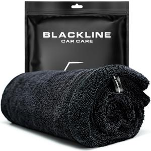 Blackline 24"x36" Twisted-Loop Car Drying Towel, 1300GSM, Streak Free, Lint Free, Reusable - Car Accessories, Microfiber Cleaning Cloth for Car, Truck, SUV - One Pass is All You Need (Charcoal Grey)