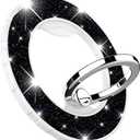Magnetic Phone Ring Holder for magsafe, Glitter Magnetic Grip Compatible with iPhone 16 15 14 13 12 Pro max,Pro,Plus,Mini Mag Safe Accessories,Adjustable Kickstand,Black