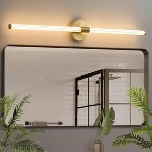 Dimmable LED Bathroom Vanity Lights Hardwired 360 Full Lighting Bathroom Light Fixtures Over Mirror Vanity Light Bar Modern Wall Sconce Warm Light for Bedroom Living Room - Gold, 39 inch