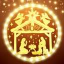 Capoda 9.45" Christmas Window Lights Nativity Scene Hanging Lights Christmas Decoration Indoor Jesus Window Decor Christian Religious Sign for Door Holiday Xmas Holy Night Party