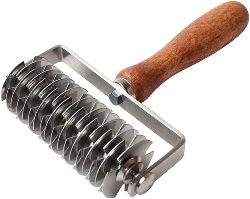 Stainless Steel Dough Lattice Top Cookie Stainless Steel Baking Tool Cake Bread Net Knife Holder Wooden Handle for Pizza Cookie Pie Pastry