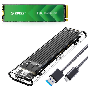 ORICO D10 1TB M.2 NVMe SSD and TCM2 USB 3.2 Gen 2 Transparent NVMe SSD Enclosure (Black) Bundle for High-Speed External Storage