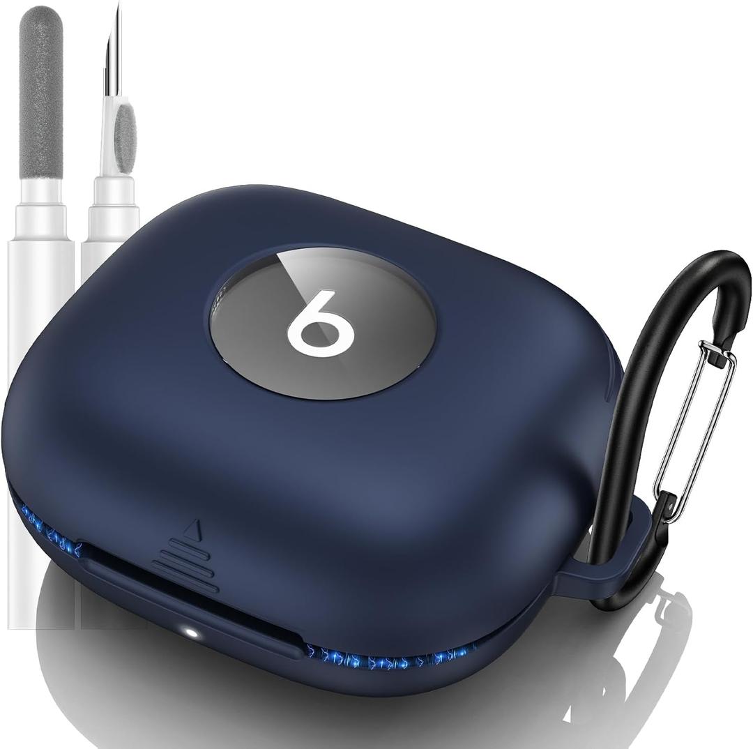 for Beats Powerbeats Pro 2 Case Cover, Shockproof Magnetic Case for Powerbeats Pro 2 2025 Wireless Earbuds, Magnetic Lock Lid Protective Cover with Cleaner Kit & Carabiner (Midnight Blue)