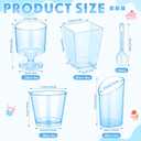 Funnymoom 300 Pack Clear Blue Mini Dessert Cups with Spoons 5oz 3oz Plastic Square Slanted Parfait Appetizer Shooter Round Goblet for Dessert Table Birthday Party Ice Cream Pudding Mousse Yogurt