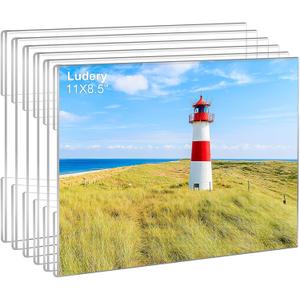 8.5x11 Acrylic Picture Frames Set of 6, Clear Photo Frame for Wall with Tape, Clear Picture Photo Frames 8.5x11 for Home, School, Office - Horizontal