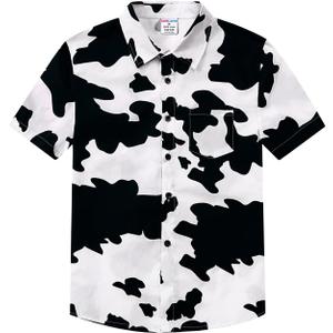 COSLAND Boys and Toddlers' Animal Print Shirt Kids Cotton Button Down Top, 2T-Large (S)