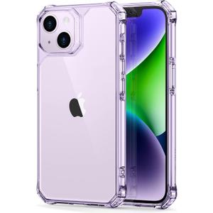 ESR for iPhone 14/iPhone 13 Case, Military-Grade Protection with Shock-Absorbing Corners, Scratch-Resistant and Anti-Yellowing Acrylic Back, Slim Protective Phone Case, Air-Armor Series, Clear Purple