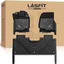 LASFIT Floor Mats for Ford F-150 2021-2025 | F150 Lightning 2022-2025 SuperCrew (Rear w/Fold Flat Storage) Carpet Floor All Weather Car Liners TPE Truck Mats - 1st and 2nd Row, 3pcs Black