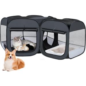 Cat Playpen, Cat Cage, Cat Crates for Indoor Cats, Cat Kennel Enclosure-L | 2 in 1 Cat Play Pen, Collapsible Cat Cage Crate for Indoor Cats, Independently Usable Cat Tents, Cat Enclosure Kitten Playpen
