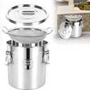 5.5 Gal / 21L Cooking Oil Storage Can Commercial Oil Container with Filter & Lid Metal Bucket Food Storage Containers Airtight for Rice Flour Grain Dog Food Coffee Bean, 304 Stainless Steel -Silver
