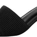 PIZZ ANNU Women's Square Open Toe Heels Sandals Low Block Chunky Heeled Sandal Slip on Mules Comfortable Casual Dress Pumps Shoes, Size 7