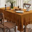 MIULEE Velvet Table Cloth with Decorative Ruffle Edge Luxurious Soft Washable Rectangular Tablecloth Thick Wrinkle-Resistant Oblong Table Cover for Kitchen Dining Party Wedding 60x102 Inch, Gold