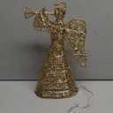 Smart Christmas Tree Topper, 3D Lighted Trumpeting Angel Topper with RGB LED Light, Gold Glittered Xmas Tree Topper with Music Sync, Timer, DIY Mode & APP Control for Indoor Holiday Decor, USB Powered