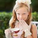 Bencailor 3 Pieces Lace Gloves Halloween Cosplay Costume Tea Party Princess Dressing Gloves for Wedding (Black, White, Beige)