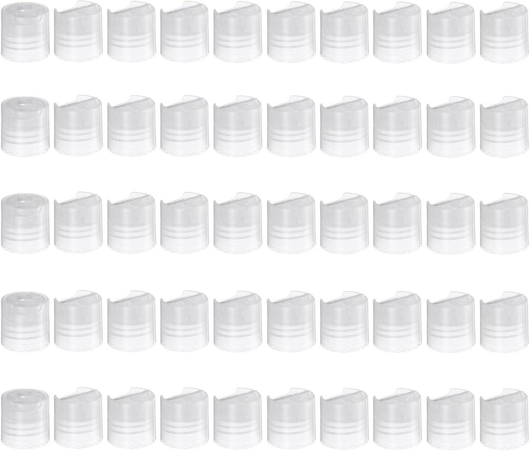 uxcell 50pcs PP Plastic Disc Top Caps, 28/410 Replacement Press Caps Durable Dispensing Lids for Squeeze Bottles, Refillable Bottles, Plastic, Empty, Shampoo, Clear