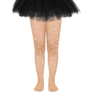 YMYDYFC Girls Tights Toddler Girl Sparkle Tight Fishnet Stockings For Kids Christmas Halloween (3-6 Years, Colorful Sparkly-nude)