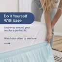 Wrap Around Dust Ruffle Bed Skirt - Ice Blue - for Queen Size Beds w/ 12 Inch Drop - Easy Fit Elastic Strap - Adjustable Pleated Bedskirt w/Brushed Fabric - Wrinkle Free - Women, Men, Kids & Teens