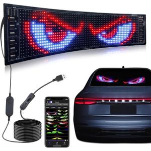 Rupse Programmable LED Display Sign, 15"x4" Large Flexible Scrolling Message Board, Ultra-Bright USB-Powered LED Sign for Shops, Cars, Restaurants, Exhibition Halls, Business Advertising (Multicolor)