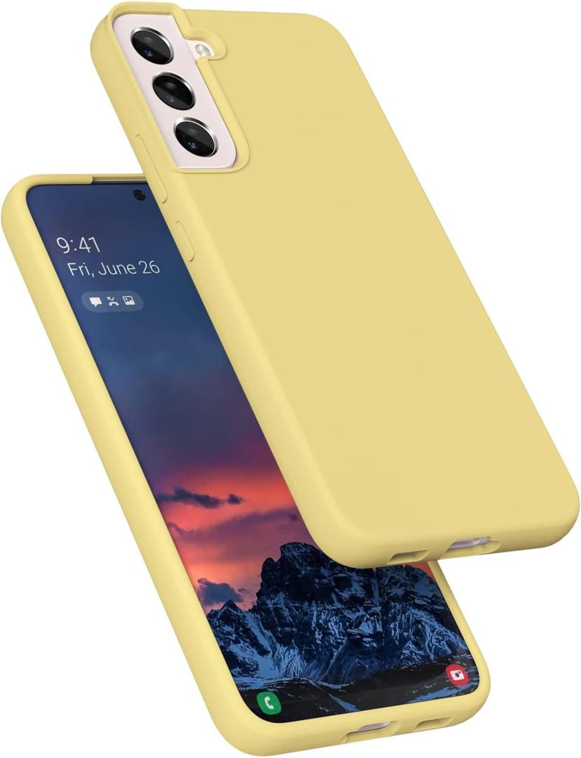 Designed for Galaxy S22+ / S22 Plus Case, Liquid Silicone Gel Rubber Shockproof Case Soft Microfiber Cloth Lining Cushion Compatible with Galaxy S22+ Plus 5G 6.6 inch (Yellow)