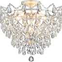 WUZUPS 6-Light Crystal Chandelier Ceiling Light Modern Lighting Fixture for Bedroom Hallway Bar Kitchen Bathroom, H 15.6" W 20.1", E12 Base, Silver, Ceiling Light, 15.6" High 20.1" Wide
