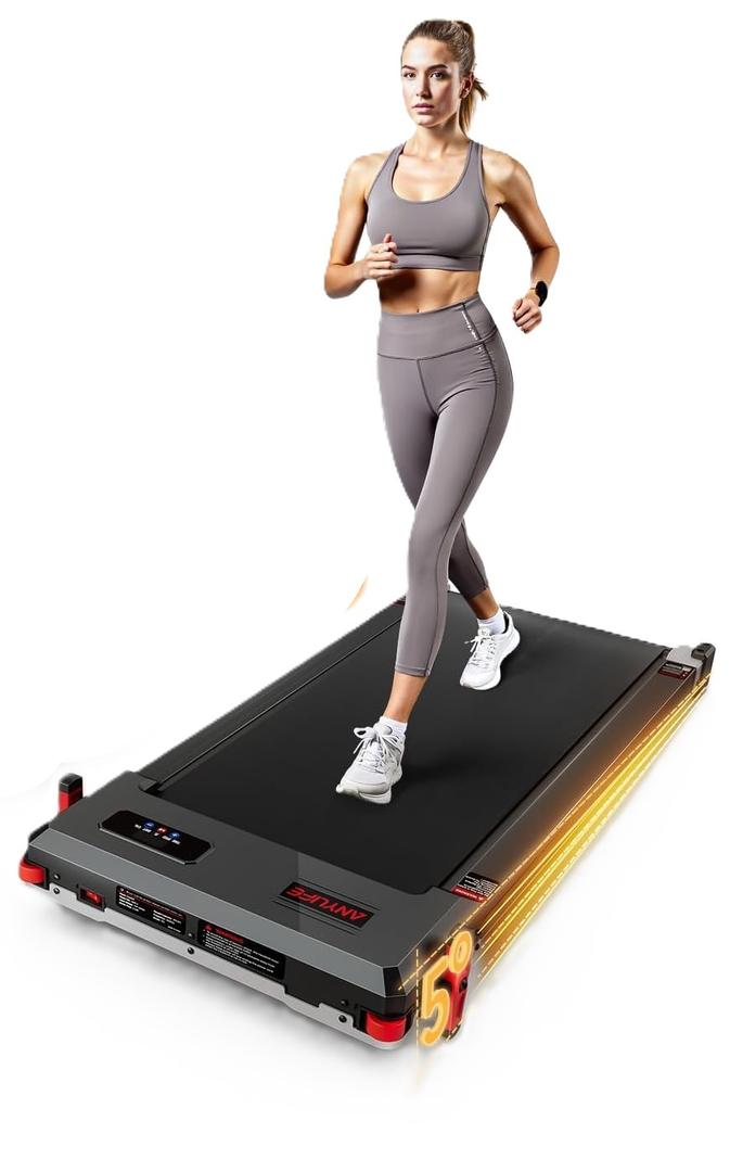 Walking Pad Treadmill, Anylife Incline Walking Pads Under Desk 330lb Capacity, 2.5HP Portable Treadmills for Home, Compact Treadmill Small Running Pad with LED Display, Remote Control, White Black