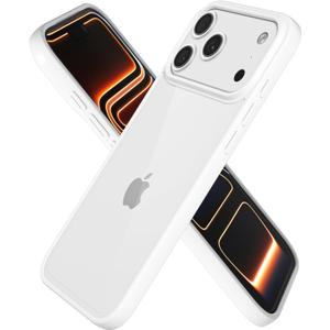 oakxco Clear Phone Case for iPhone 17 Pro Case, Thin Slim Transparent Hard Plastic Back & Soft Silicone Bumper, Cute Non Yellowing Hybrid Matte TPU Frame Protective Cover for Women, White