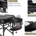 Professional Massage Table Portable 3 Fold Premium Memory Foam Aluminium Leg Hold Up to 1100LBS 8 Heights Adjustable with Carrying Bag Black