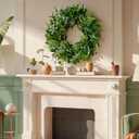 24 Inch Artificial Greenery Wreath for Front Door - Green Wreath with Eucalyptus and Fern Leaves, Spring Summer Fall Winter Eucalyptus Wreaths, Indoor Outdoor Wreath for Farmhouse Outside Year Round