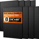 8 Pack 3D Wall Panels, 24"x48" PVC Textured Slat Interior Wall