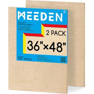 MEEDEN Unfinished Wood Canvas Board: 1-1/2" Deep 36x48 Wooden Canvas Panel Pack of 2 - Blank Cradled Wood Art Board for Painting