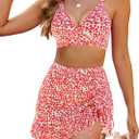 Blooming Jelly Women's High Waisted Bikini Sets Tummy Control Bathing Suit Two Piece Swim Suit 2026 Retro Swimsuit (X-Large, Red Floral)